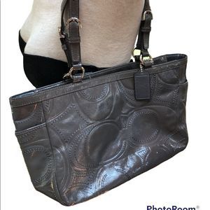 UEC Coach Gray patten leather tote bag